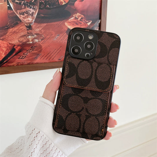 Klassisk iPhone-deksel med lommebok mørk brun-HP240513