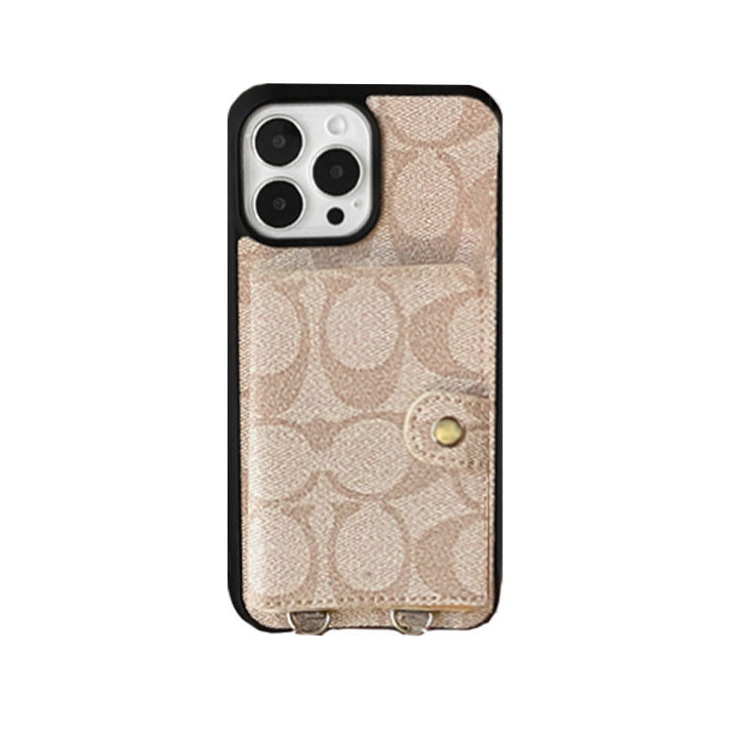 Klasszikus iPhone tok Tárcával és Szíjjal Barna -SZK240402