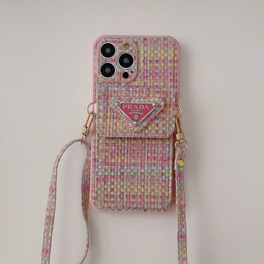 Luxe geweven kaarttas Crossbody iPhone-hoesje