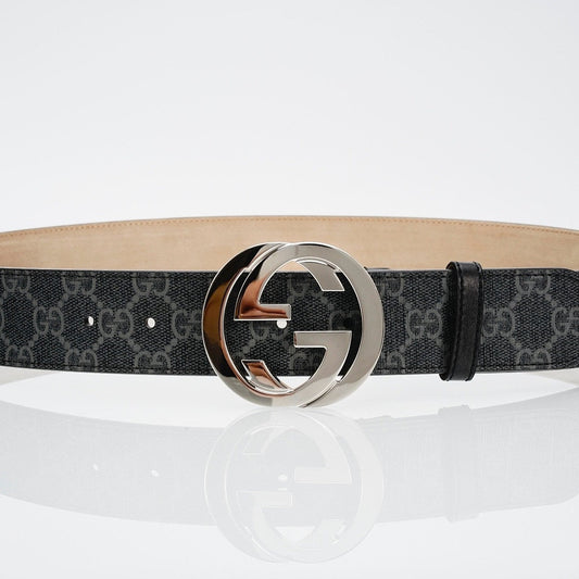 G Reversible Leather Belt with Silver Buckle