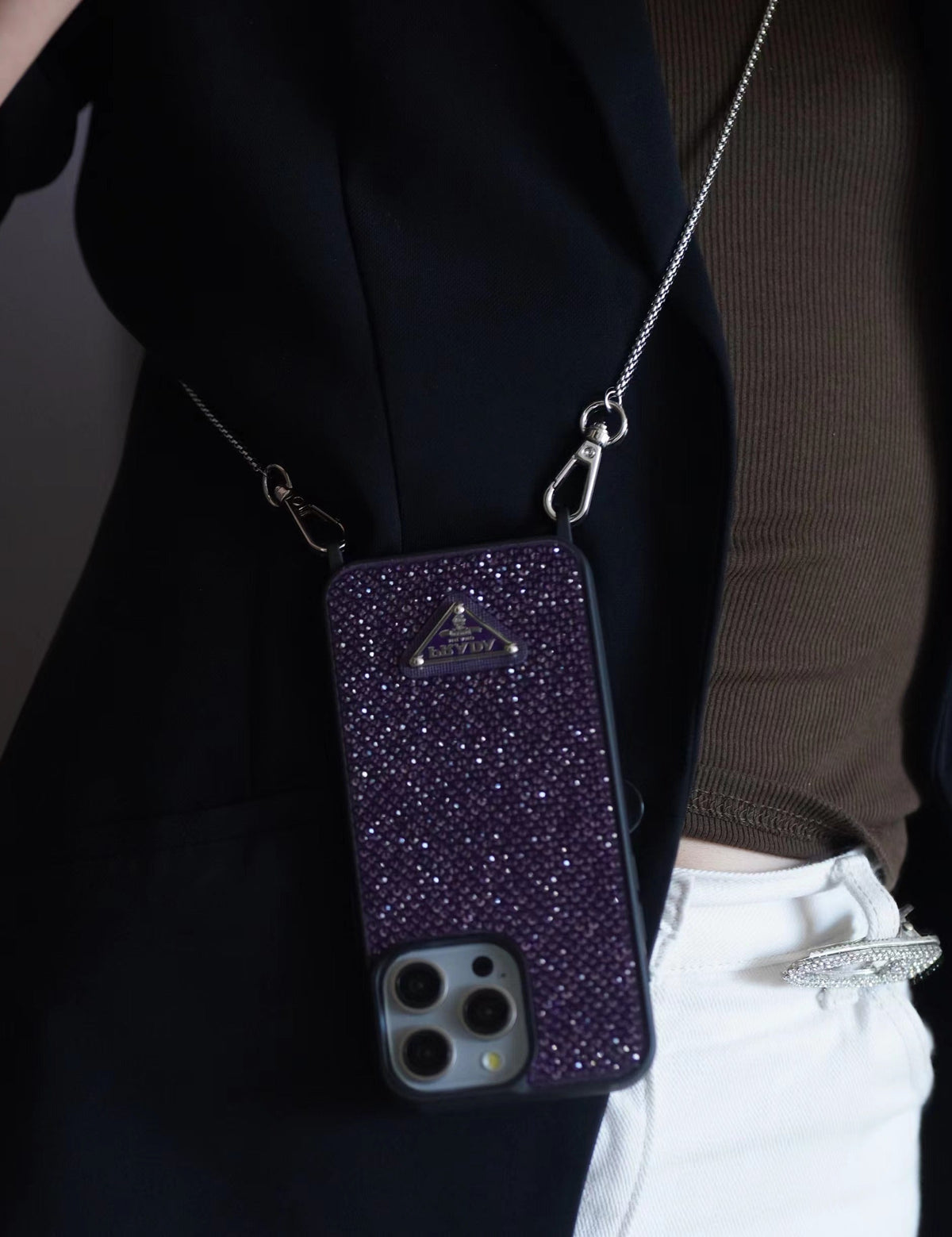 Lyxigt Diamond Crossbody iPhone-fodral