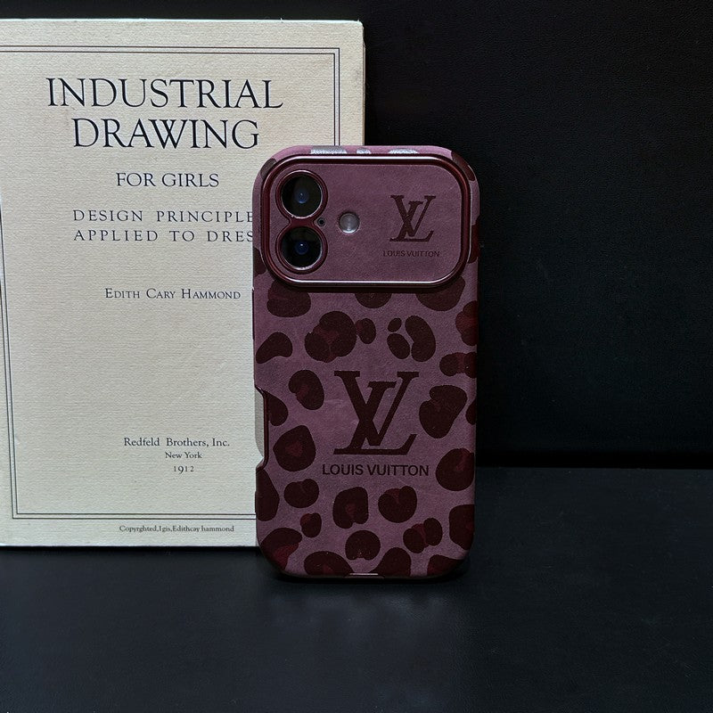 Étui pour iPhone en cuir de couleur marron et violet de luxe