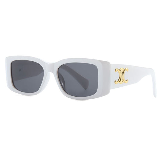 Gafas de sol retro de lujo con placa dorada