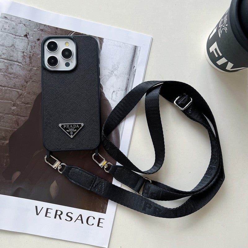 Luxe leren crossbody iPhone-hoesje