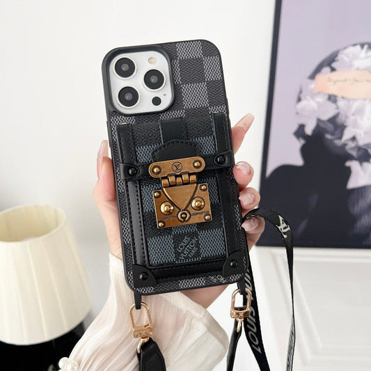 Luksus Svart & Hvit Crossbody Chain iPhone-deksel