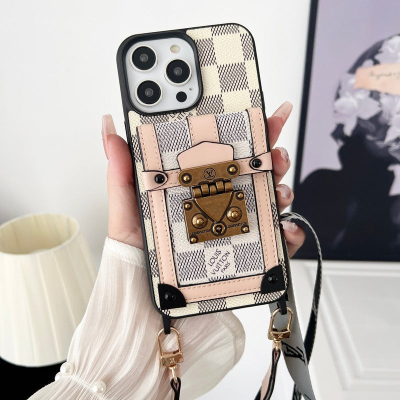 Luksus Black & White Crossbody Chain iPhone etui