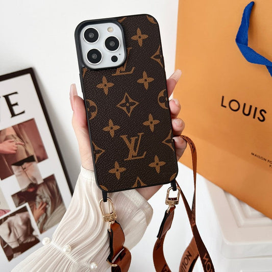 Luksus brunt Crossbody iPhone-deksel