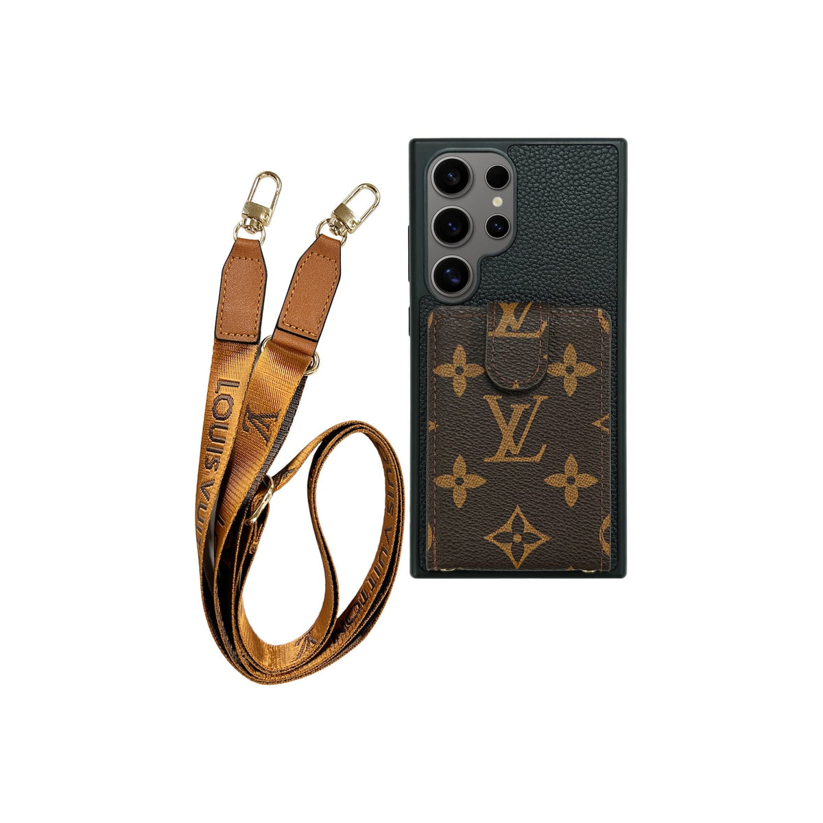 Držák karty x Lanyard Signature dvoubarevné hnědé pouzdro | Samsung