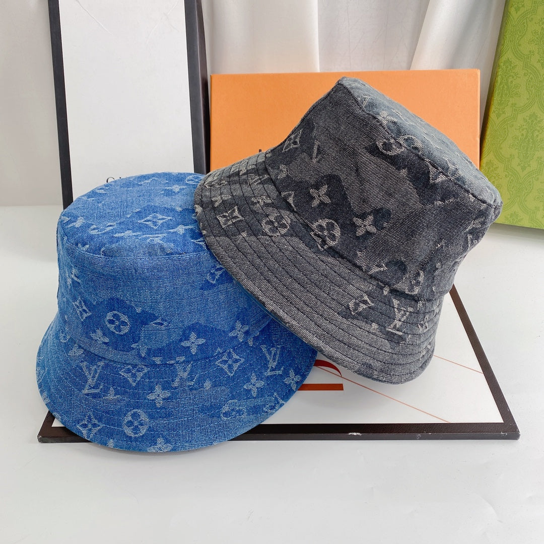 Luxusní 1v Monogram Jacquard Denim Bucket Klobouk pro muže & Ženy