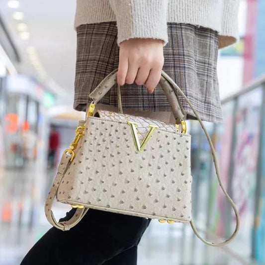 Luxury High-End Handbag - Spring Fashion Ostrich Pattern Crossbody Shoulder Bag