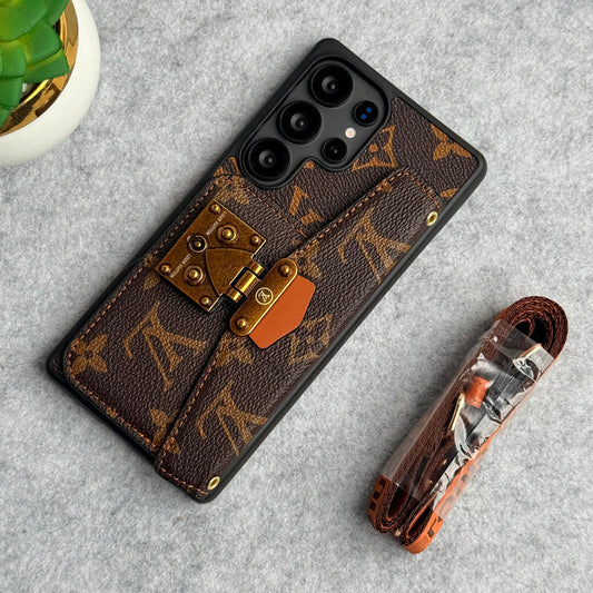 FUNDA DE PIEL PARA TARJETAS CON RANURA Y CERRADURA PARA SAMSUNG GALAXY