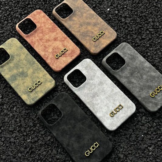 Klassisk iPhone-deksel i vintage semsket skinn