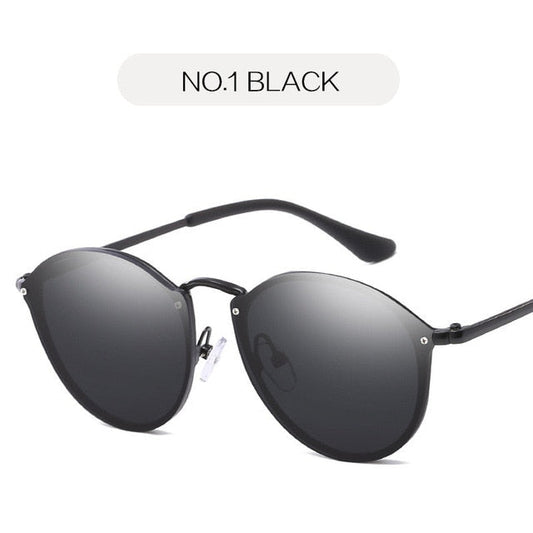 NYWOOH-gafas de sol tipo ojo de gato para mujer, lentes de sol con revestimiento de lujo, estilo espejo, Retro, sin montura, de Metal, UV400