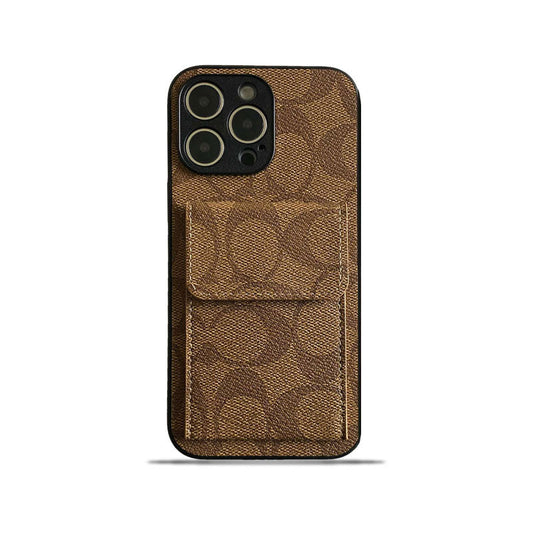 Klassisk iPhone-deksel med lommebok lysebrun-HP240513