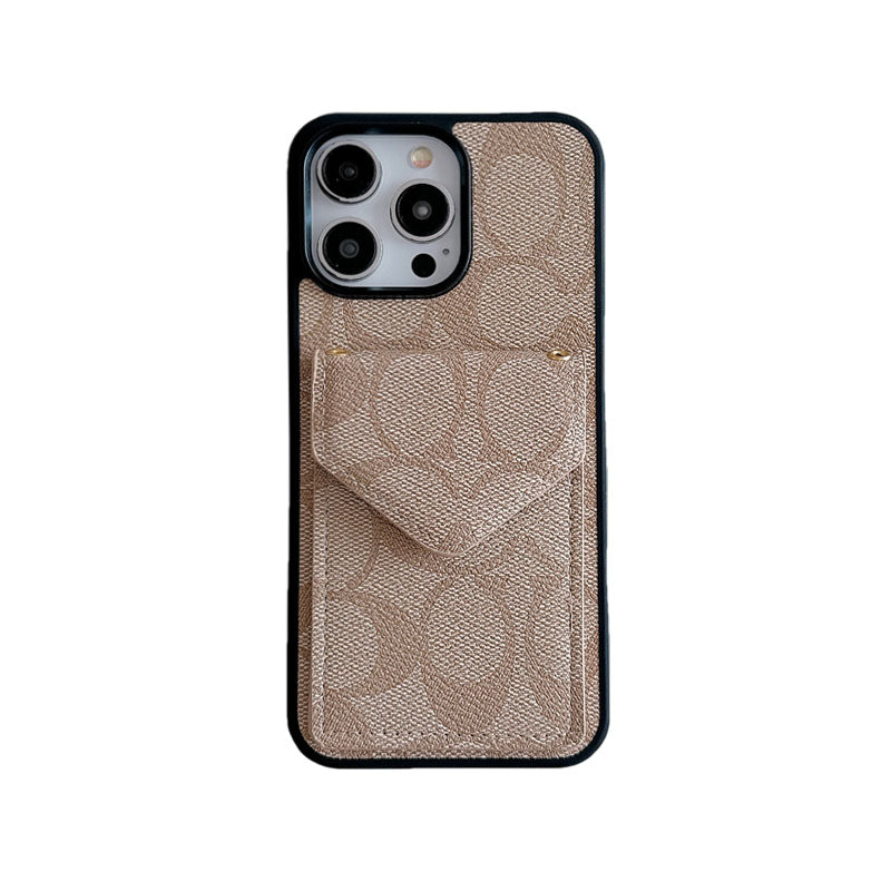 Klassiek iPhone-hoesje met kaarthouder en riem Lichtzwart -SJ240513