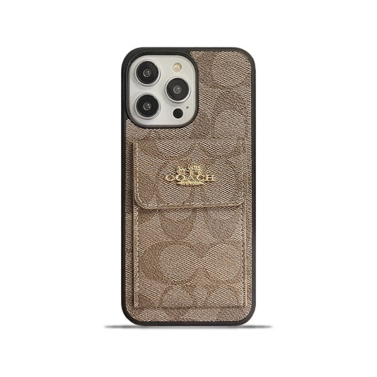 Klassisk iPhone-deksel med kortholder lommebok lysebrun -SZK240425