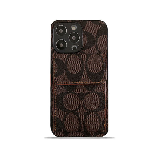 Klassisk iPhone-deksel med lommebok mørk brun-HP240513