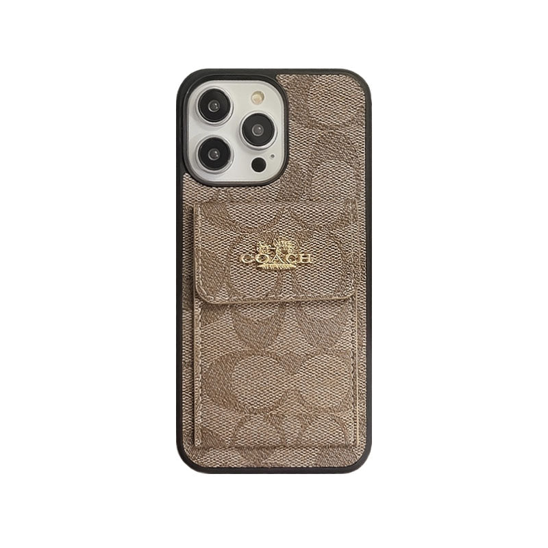 Klassisk iPhone-deksel med kortholder lommebok lysebrun -SZK240425