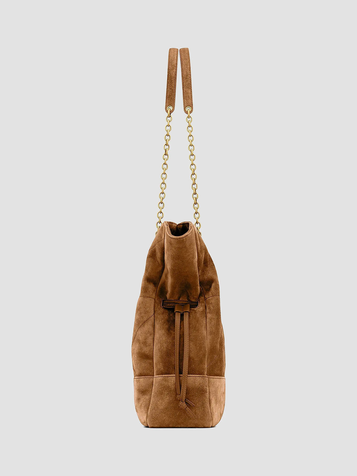Quilted Drawstring Shoulder Bag | Gold Chain Detail