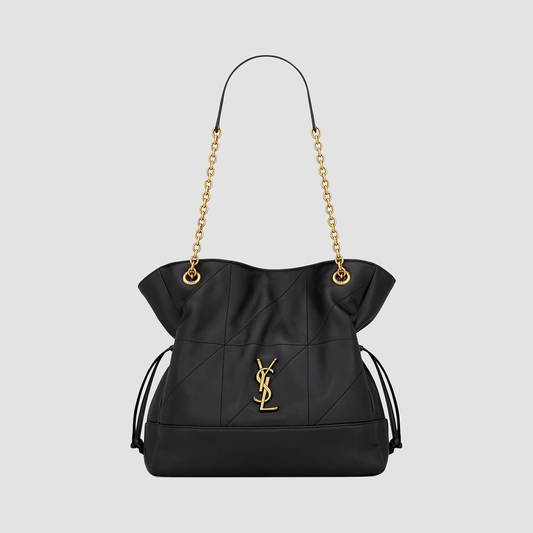 Quilted Drawstring Shoulder Bag | Gold Chain Detail