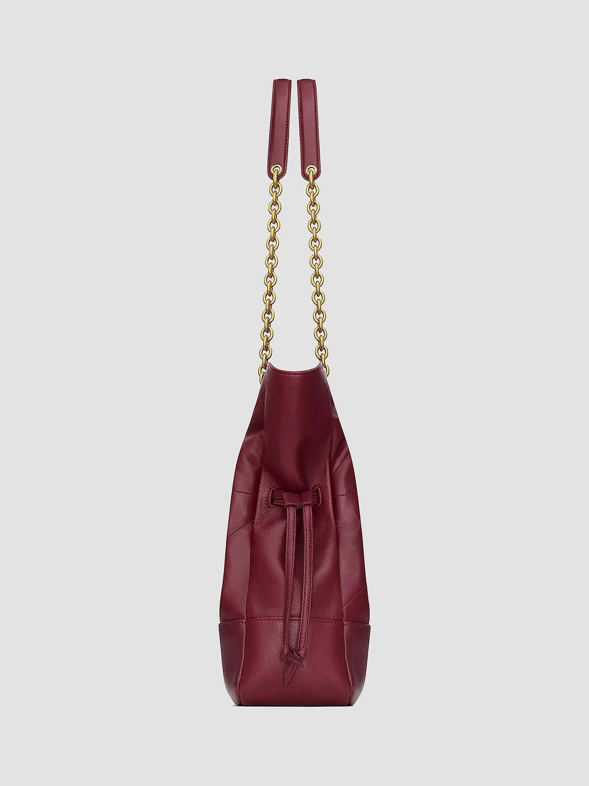 Quilted Drawstring Shoulder Bag | Gold Chain Detail