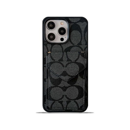 Klassisk iPhone-deksel med kortholder og stropp Lys svart -SJ240513