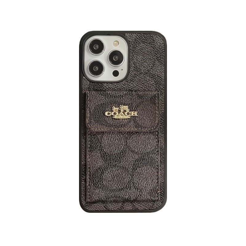Klassisk iPhone-deksel med kortholder lommebok lysebrun -SZK240425