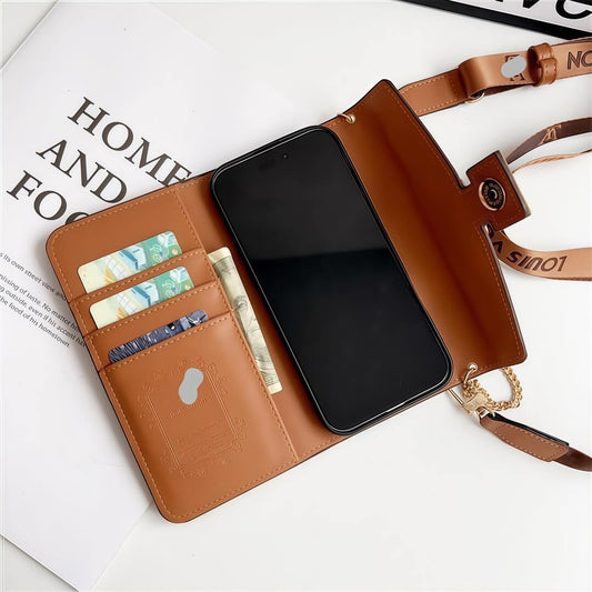 Skinn Crossbody Bag-inspirert iPhone-deksel med kortholder