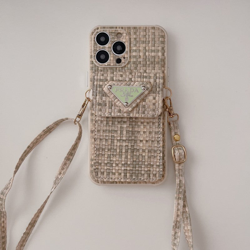 Crossbody puzdro na iPhone z luxusnej tkaniny Weave Card Bag