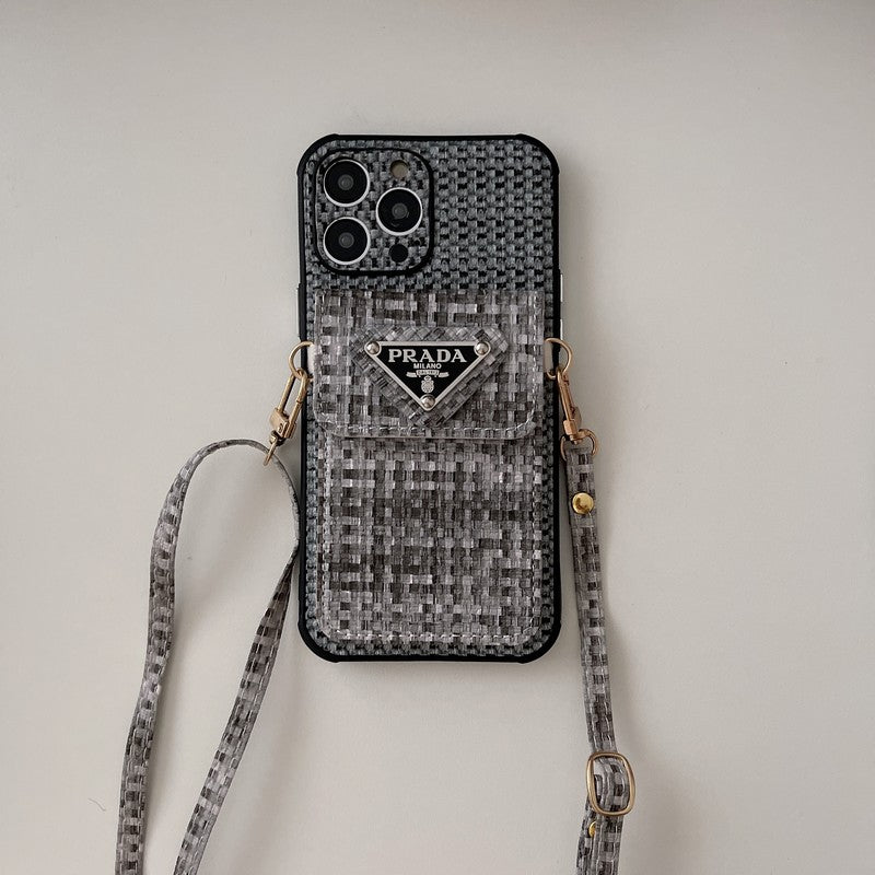 Crossbody puzdro na iPhone z luxusnej tkaniny Weave Card Bag