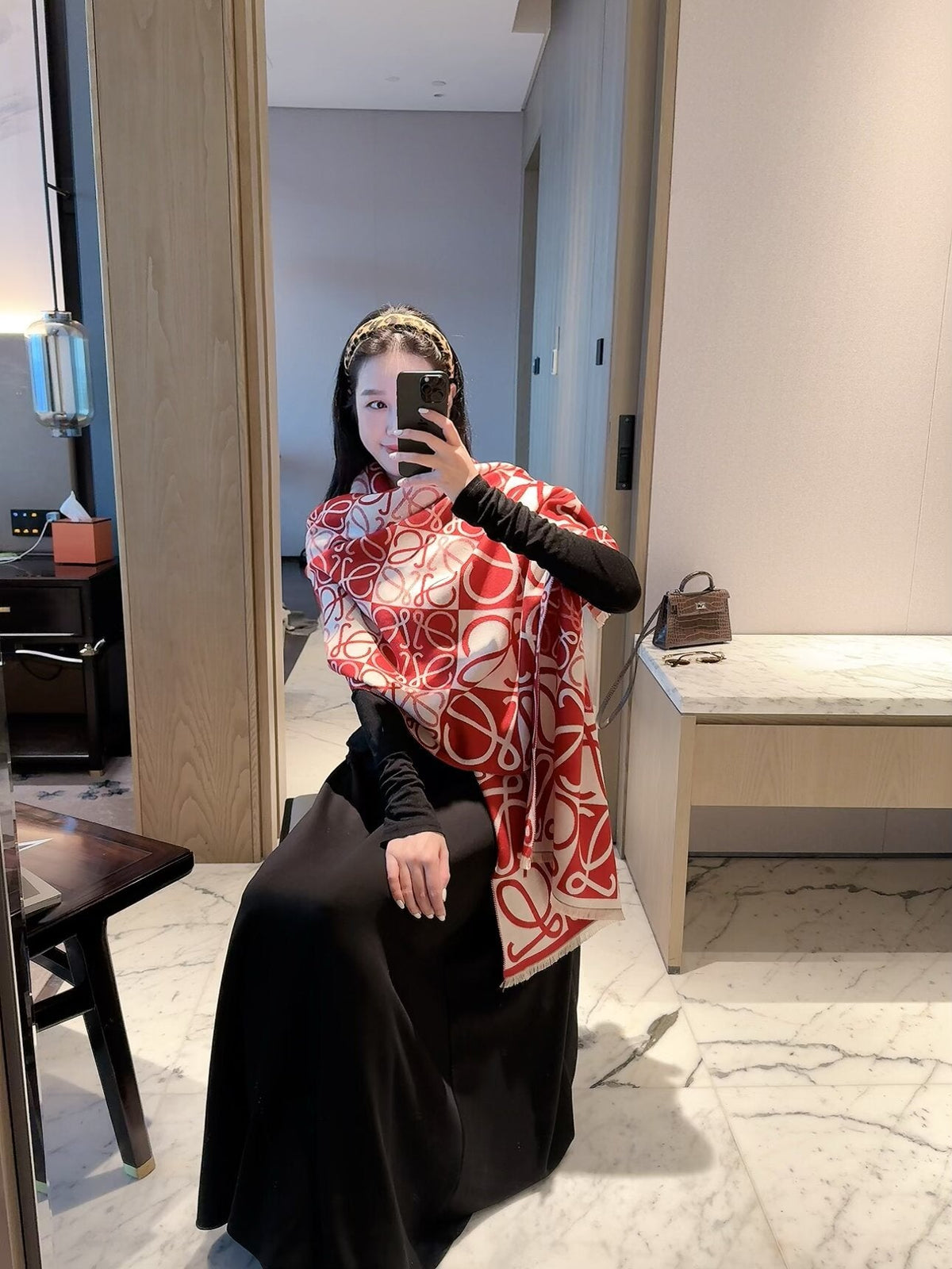 LOEWE 2026 Neues Checkerboard Anagram Kaschmir