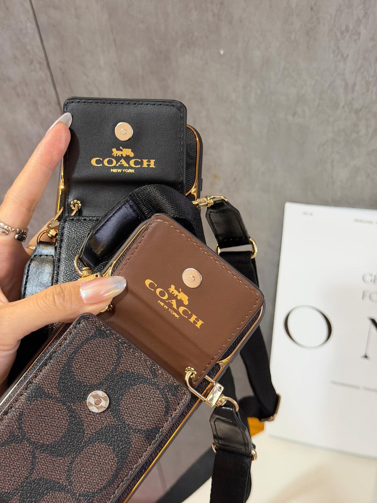 Vintage Signature Pattern iPhone Case | Card Holder & Crossbody Strap