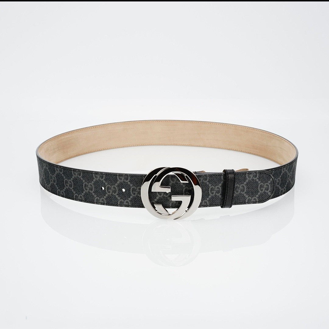 G Reversible Leather Belt with Silver Buckle