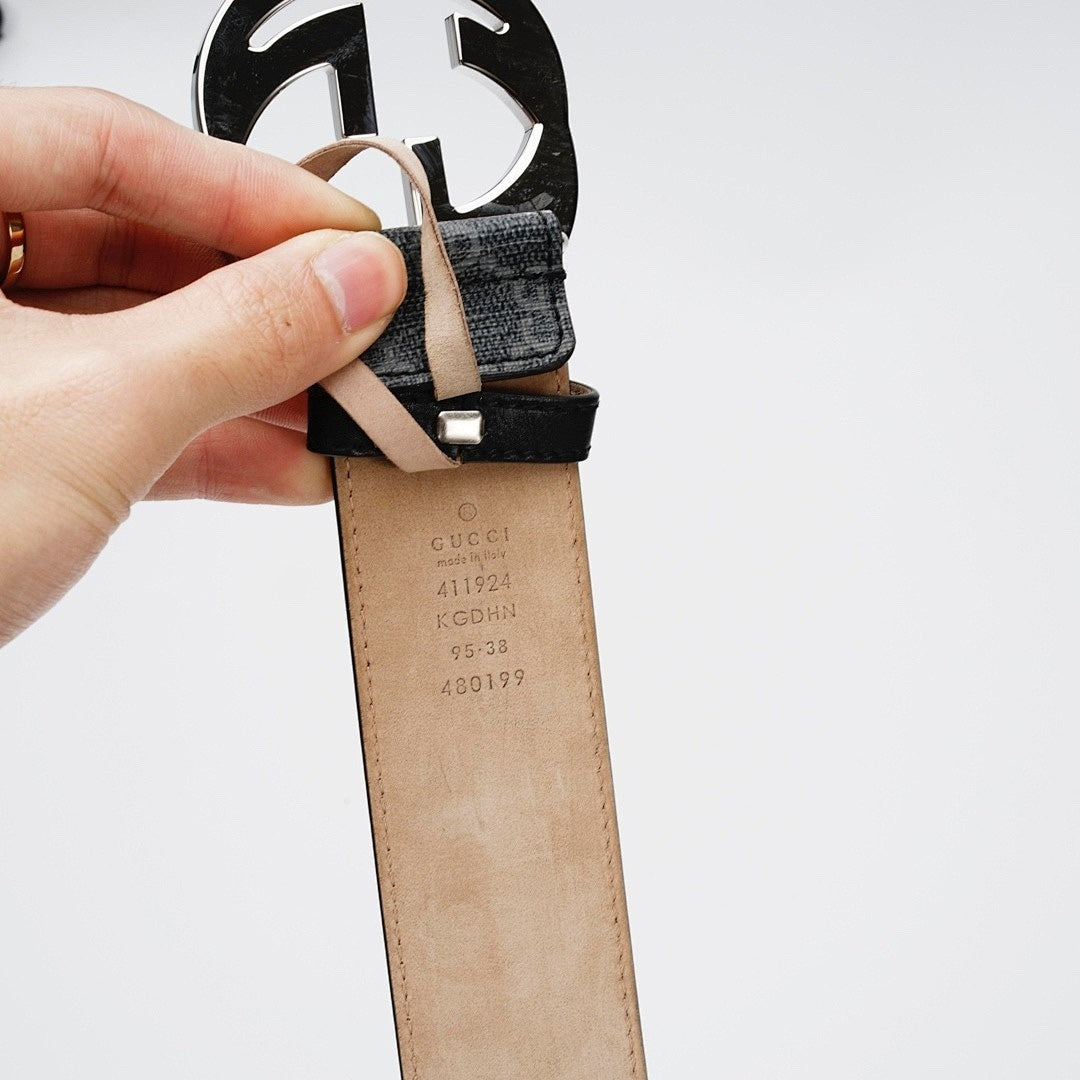 G Reversible Leather Belt with Silver Buckle