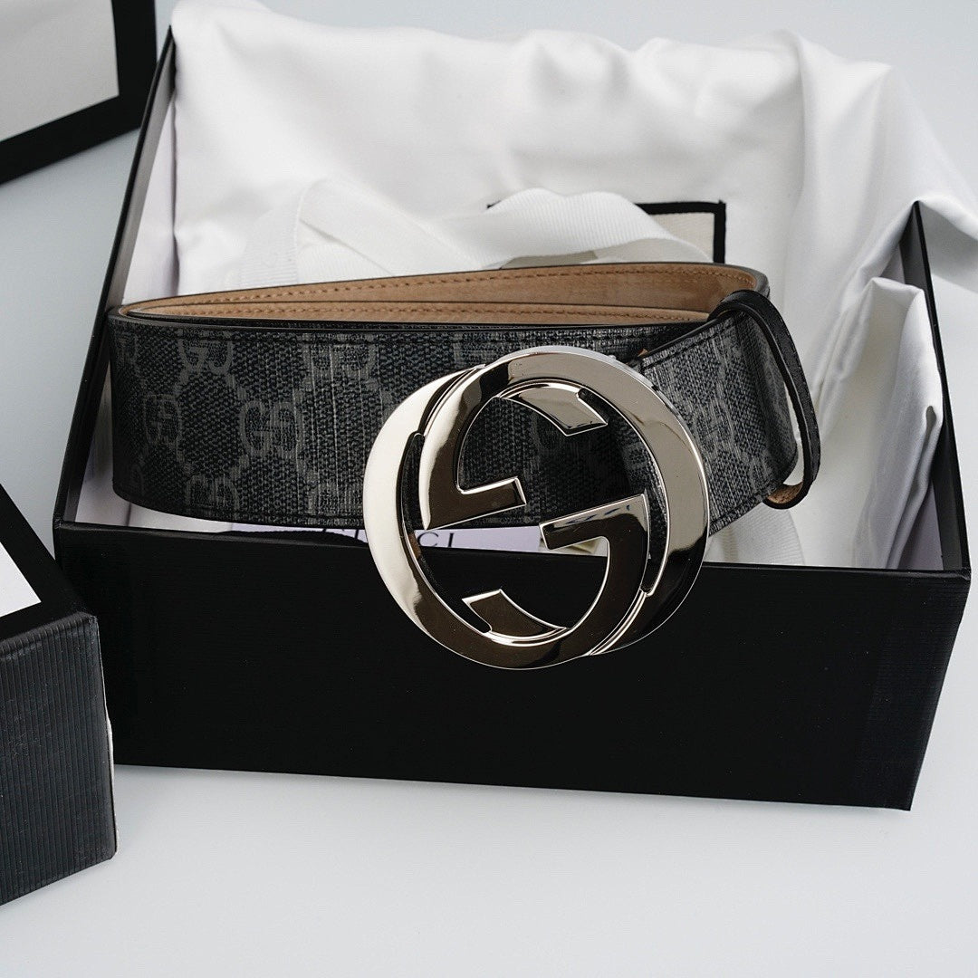 G Reversible Leather Belt with Silver Buckle