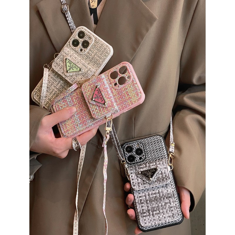 Crossbody puzdro na iPhone z luxusnej tkaniny Weave Card Bag