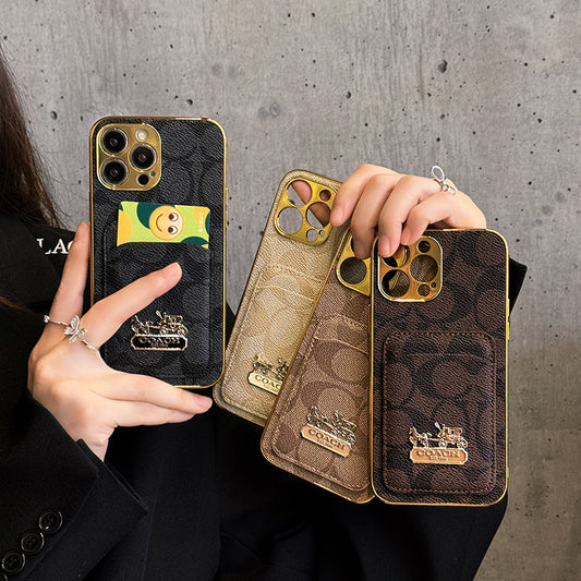 Klassisk kortveske til iPhone i skinn