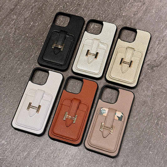 H-kortholder iPhone-etui i skinn