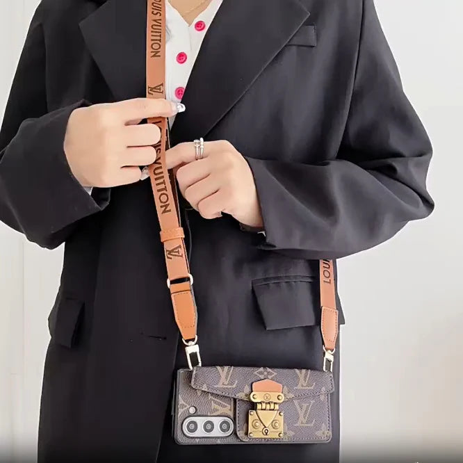 Luksus LÅSEKORTTASKE CROSSBODY KÆDE SAMSUNG Z FOLDETASKE