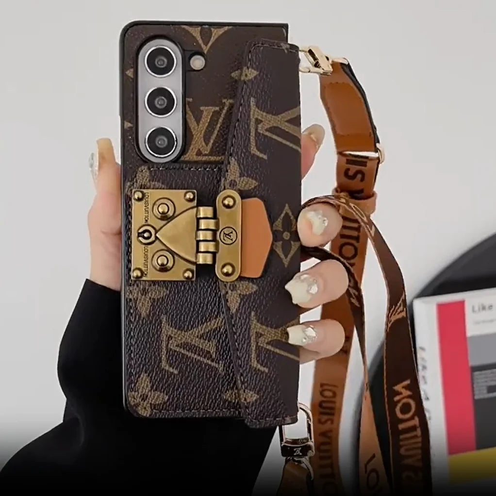 Luksus LÅSEKORTTASKE CROSSBODY KÆDE SAMSUNG Z FOLDETASKE