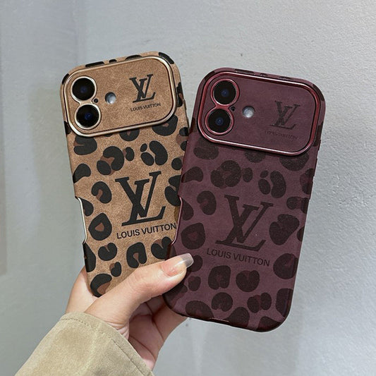 Luksus Brun & Lillafarget iPhone-deksel i skinn