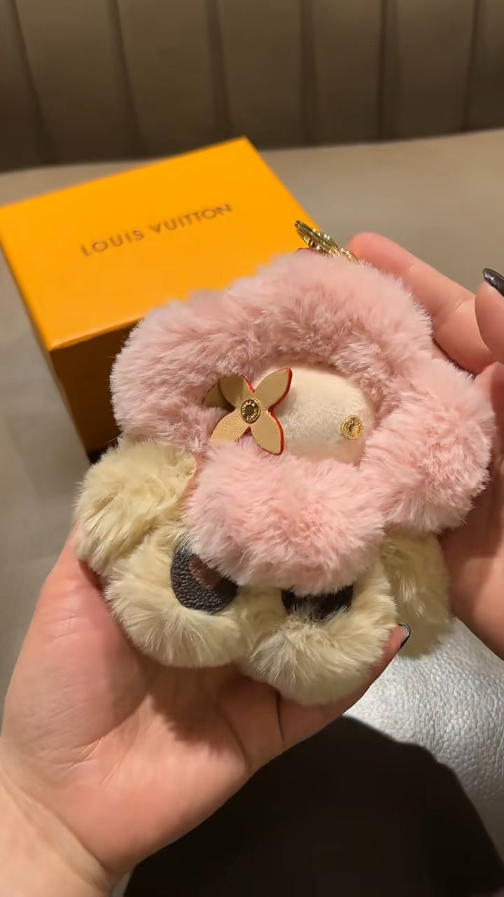 Fluffy sød solsikke plys nøglering