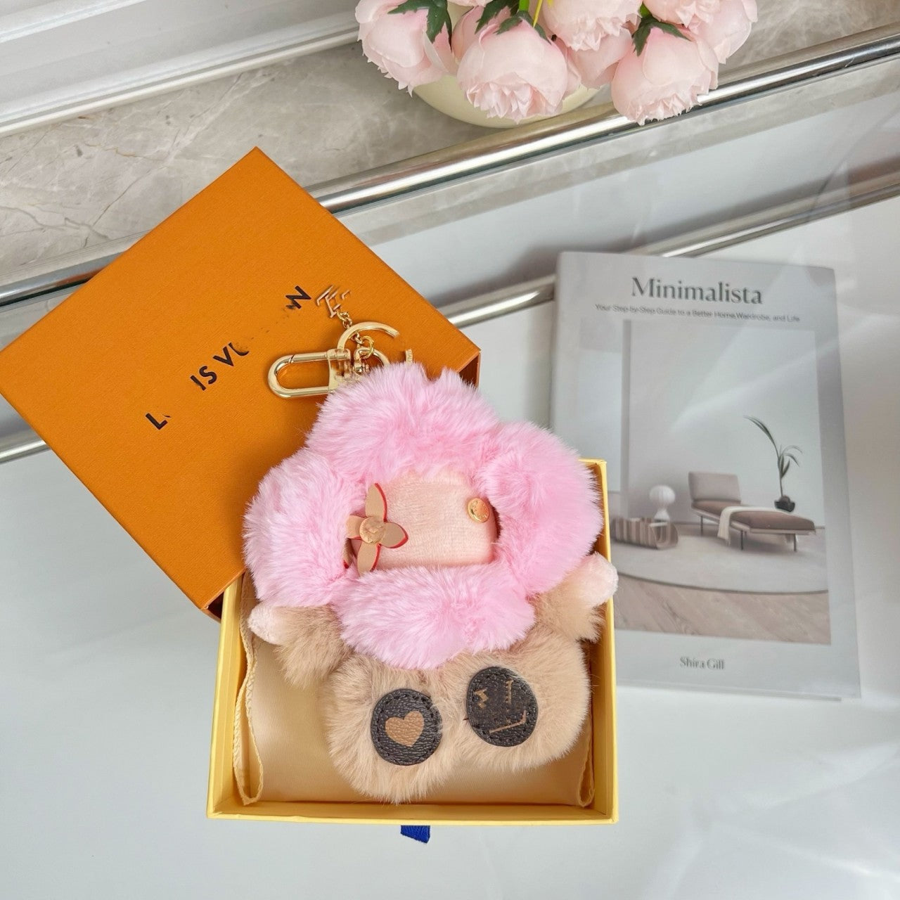 Fluffy sød solsikke plys nøglering