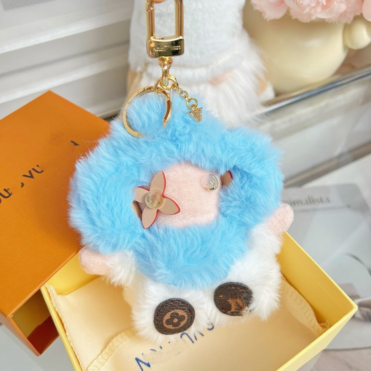 Fluffy sød solsikke plys nøglering