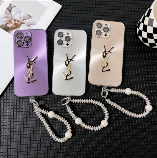 エレガントレターシャイン×モノ チェーン付きiPhoneケース