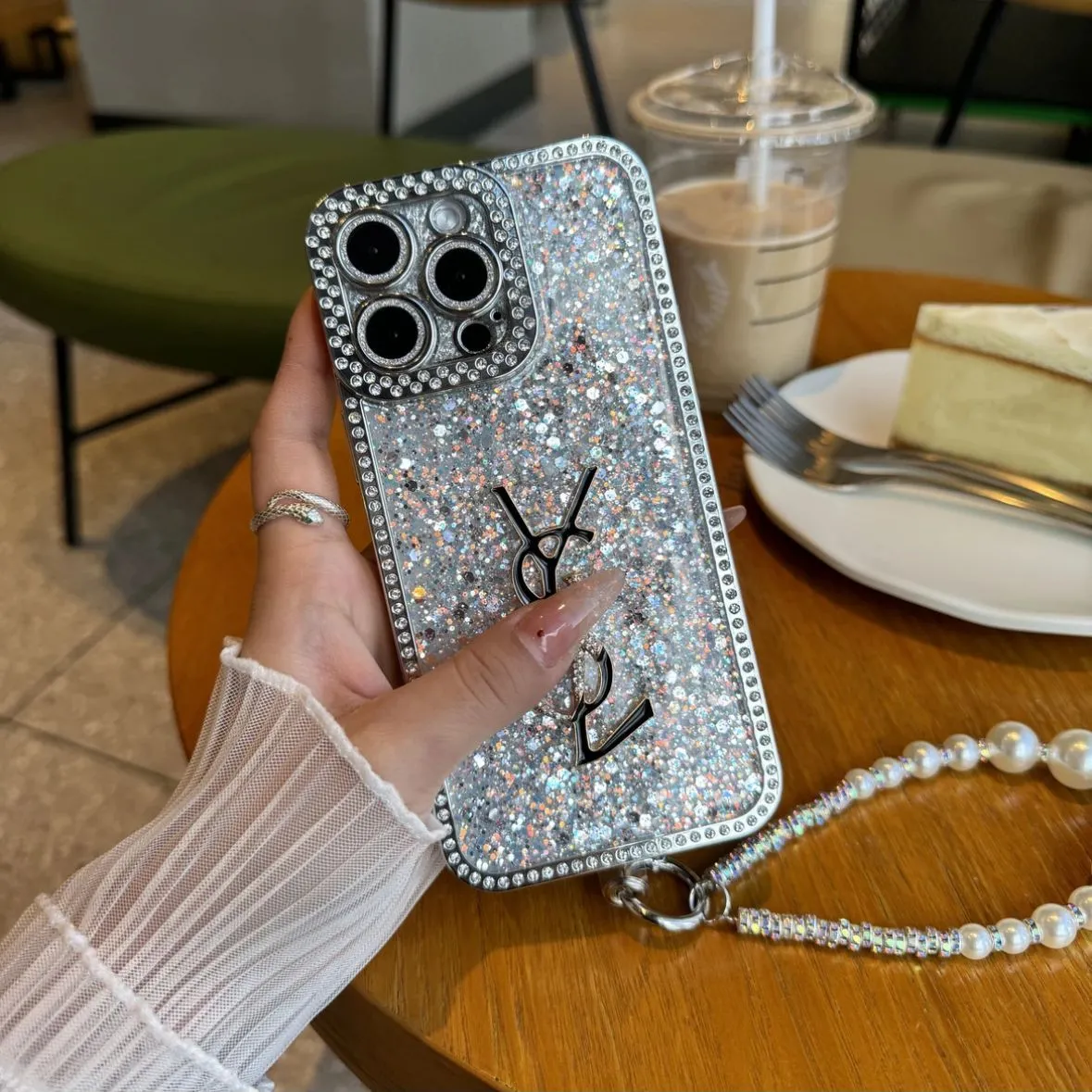 Funda para iPhone inspirada en Y - S - L holográfica con purpurina de lujo - Edición Diamond Shine
