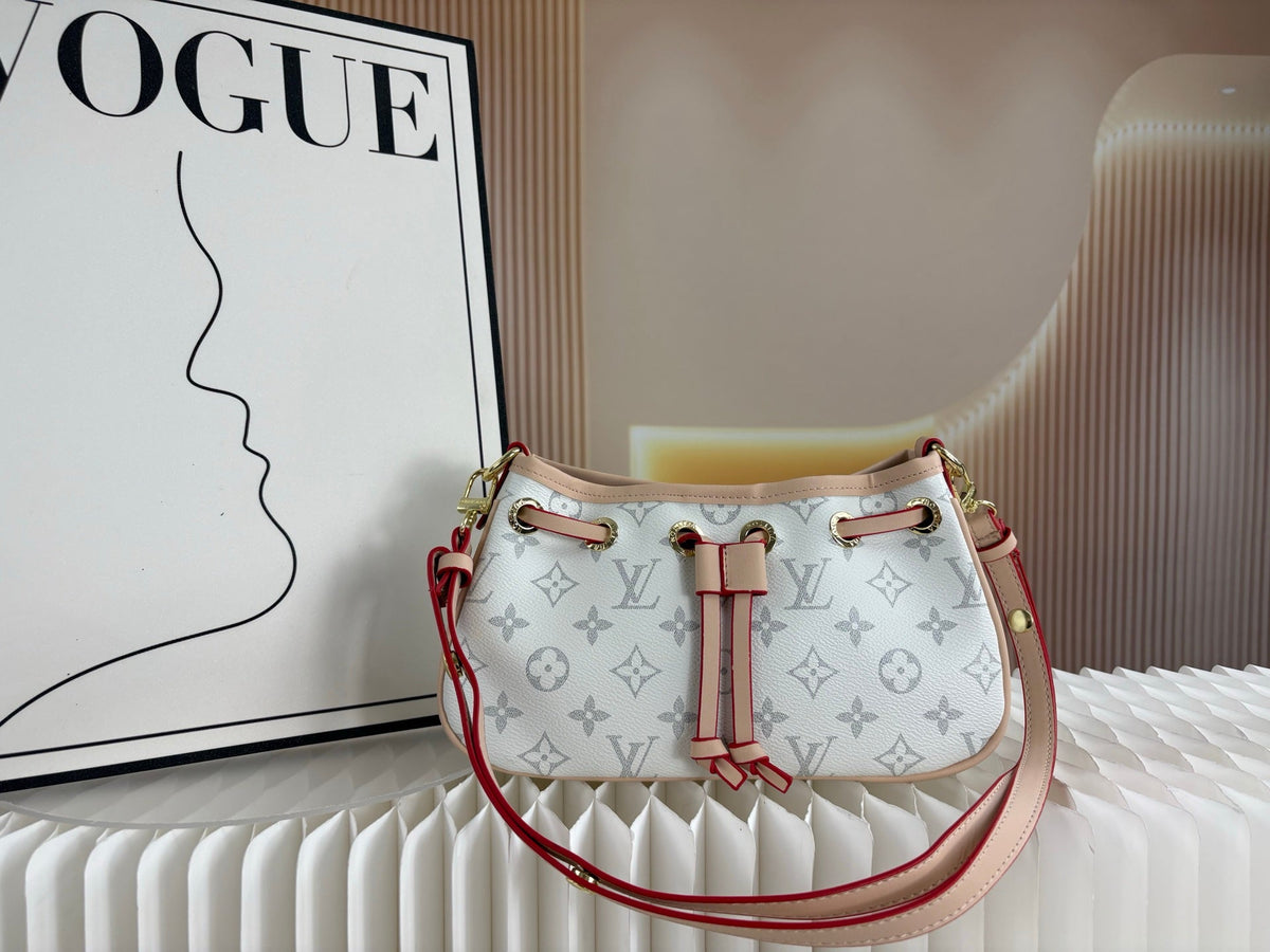 Monogram Shoulder Bag | Adjustable Strap & Drawstring Closure