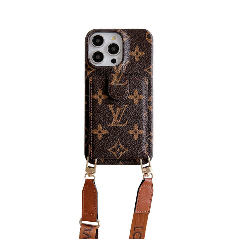 Étui pour iPhone avec chaîne à bandoulière pour sac à cartes de luxe