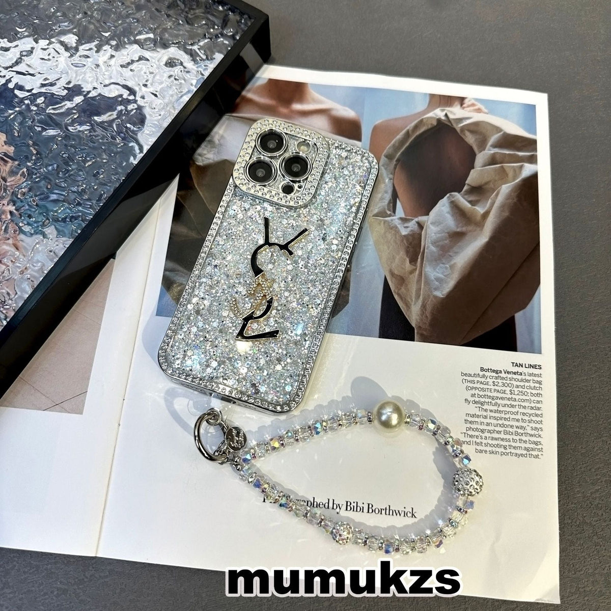 Funda para iPhone inspirada en Y - S - L holográfica con purpurina de lujo - Edición Diamond Shine