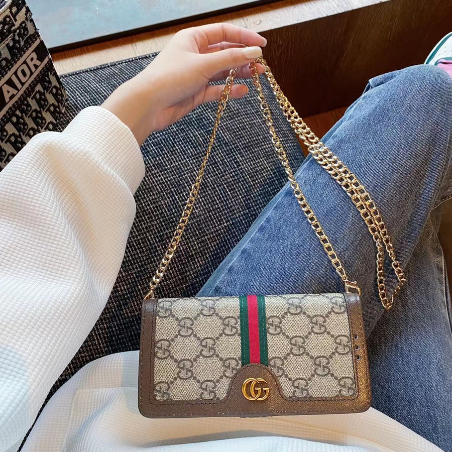 Bolsa de telefone de luxo, capa e porta-cartões para Samsung
